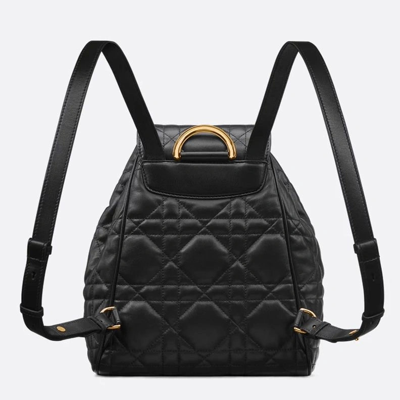 Medium Dior Caro Backpack In Macrocannage Lambskin Black NewStyle 4215