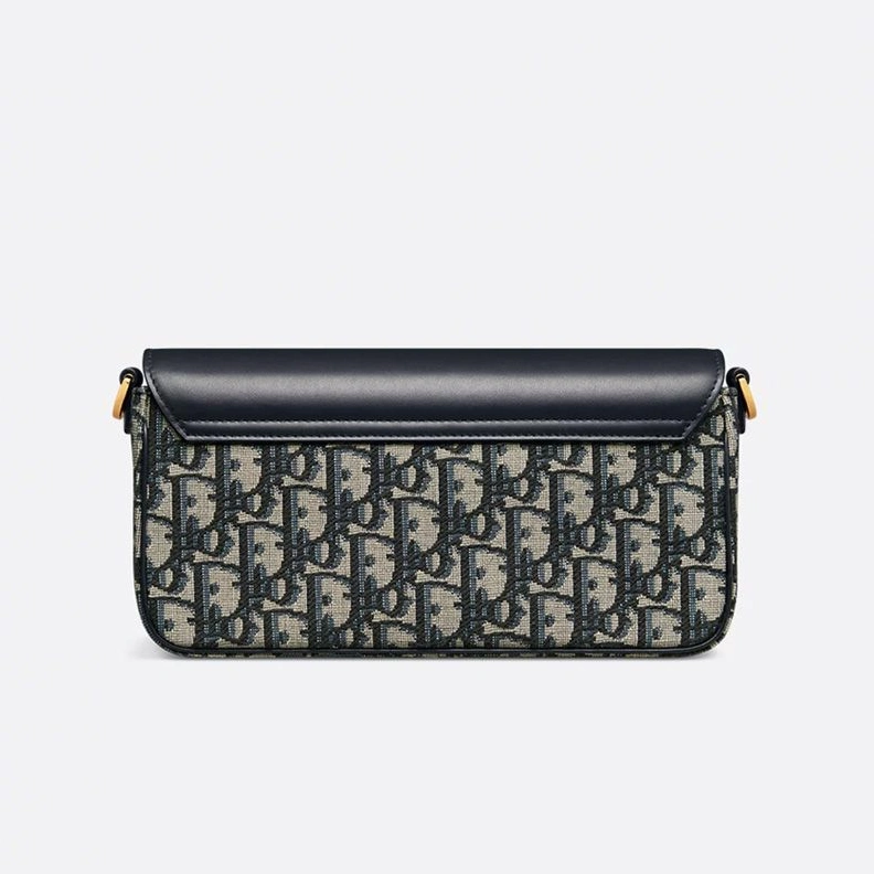 Mini Dior 30 Montaigne Avenue East-West Double Carry Bag In Oblique Motif Canvas and Smooth Calfskin Blue AllSeason 5518