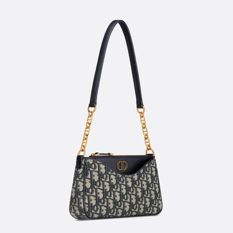 Mini Dior 30 Montaigne Hobo Avenue Bag Oblique Motif Canvas Blue HighQuality 9115