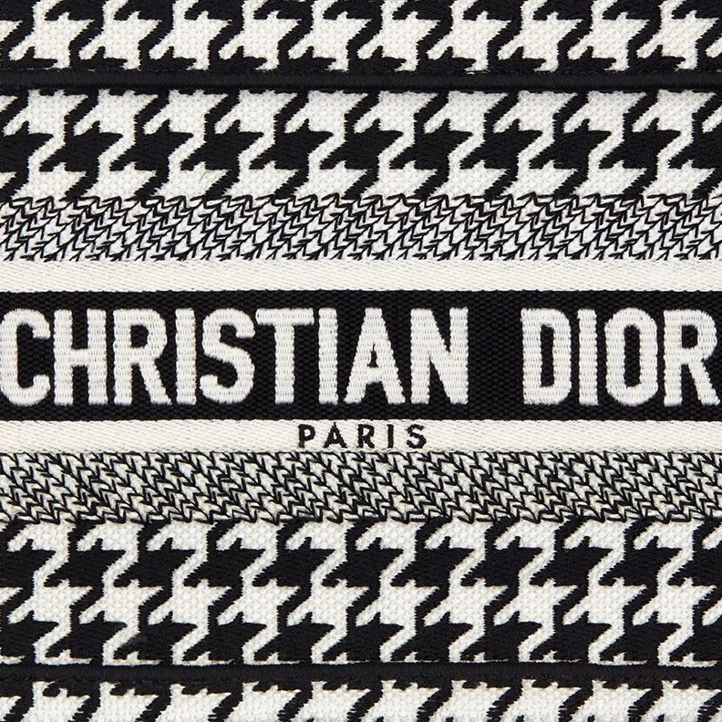 Mini Dior Book Tote In Macro Houndstooth Motif Canvas Black UrbanStyle 3910