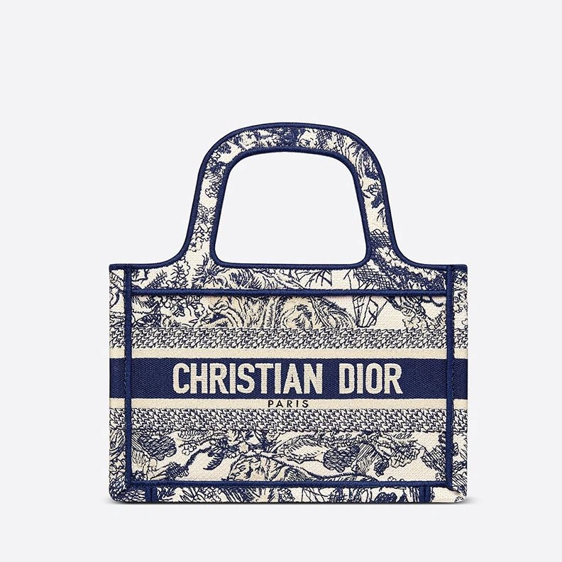 Mini Dior Book Tote In Toile De Jouy Motif Canvas Blue StreetReady 6879