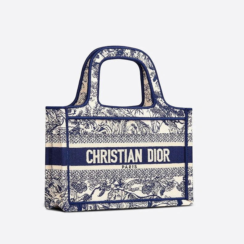 Mini Dior Book Tote In Toile De Jouy Motif Canvas Blue StreetReady 6879