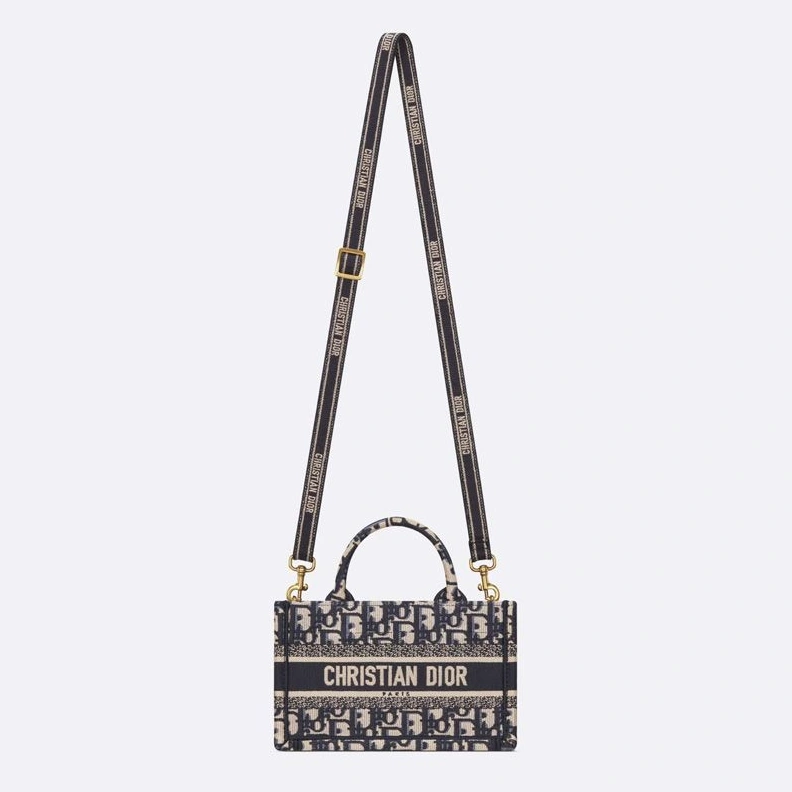 Mini Dior Book Tote with Strap In Oblique Motif Canvas Blue SportInspired 5733