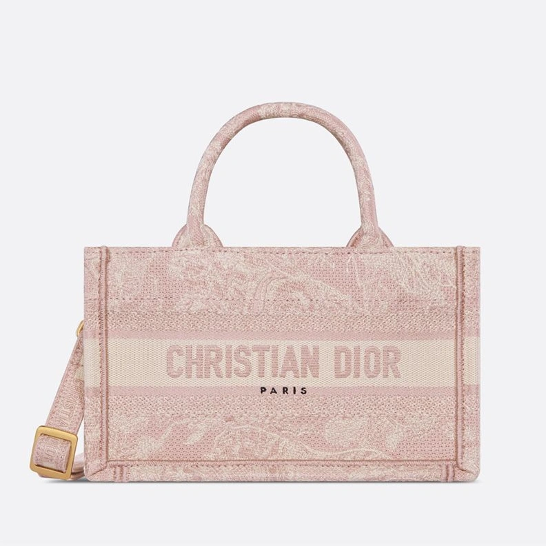 Mini Dior Book Tote with Strap In Toile De Jouy Motif Canvas Cherry StreetReady 4576