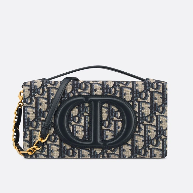 Mini Dior CD Signature Bag Oblique Motif Canvas Blue EasyMatch 638
