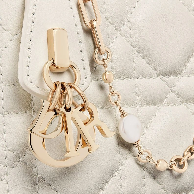 Mini Dior Midi Bag Cannage Lambskin White EasyMatch 3552