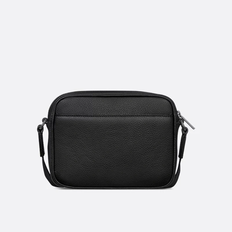 Mini Dior Rider 2.0 Zipped Messenger Bag In Grained Calfskin and Oblique Motif Canvas Black Blue WellDesigned 4296