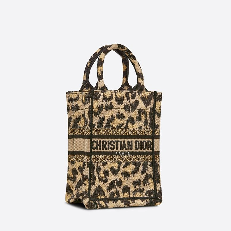 Mini Vertical Dior Book Tote with Strap In Mizza Motif Canvas Beige DailyWear 8165