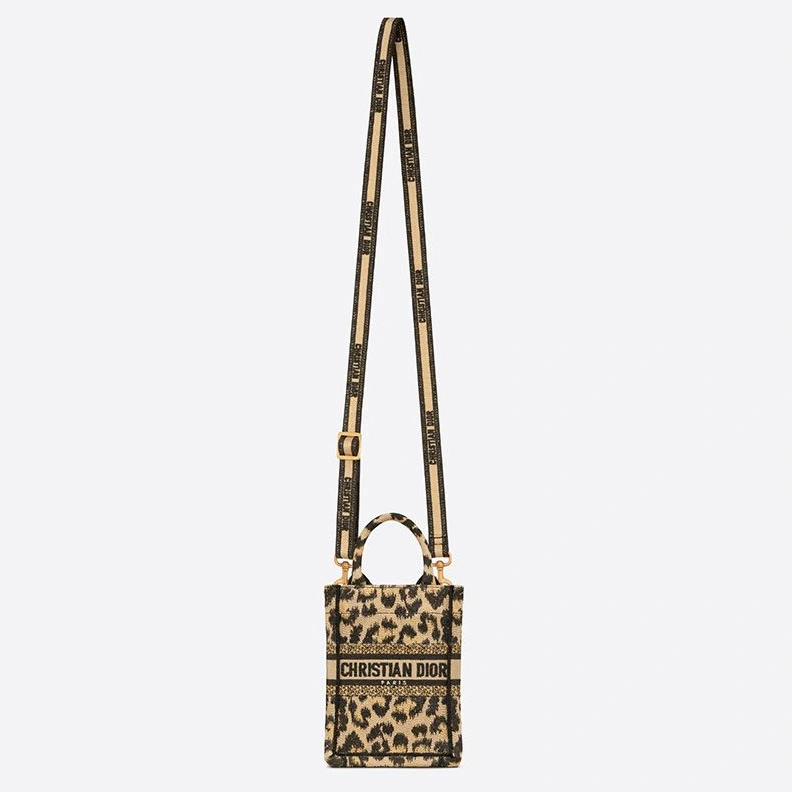 Mini Vertical Dior Book Tote with Strap In Mizza Motif Canvas Beige DailyWear 8165