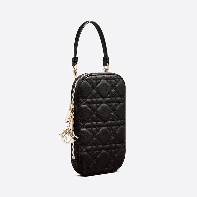 ModernLook 1522 Lady Dior Phone Holder Cannage Lambskin Black