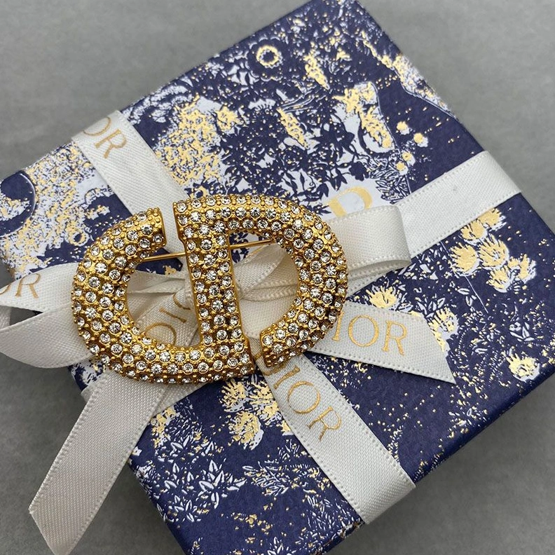 ModernLook 2278 Dior 30 Montaigne Brooch Metal and Silver Crystals Gold