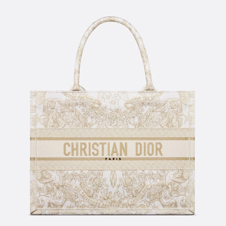 ModernLook 2892 Dior Book Tote In Butterfly Around The World Motif Canvas White Gold