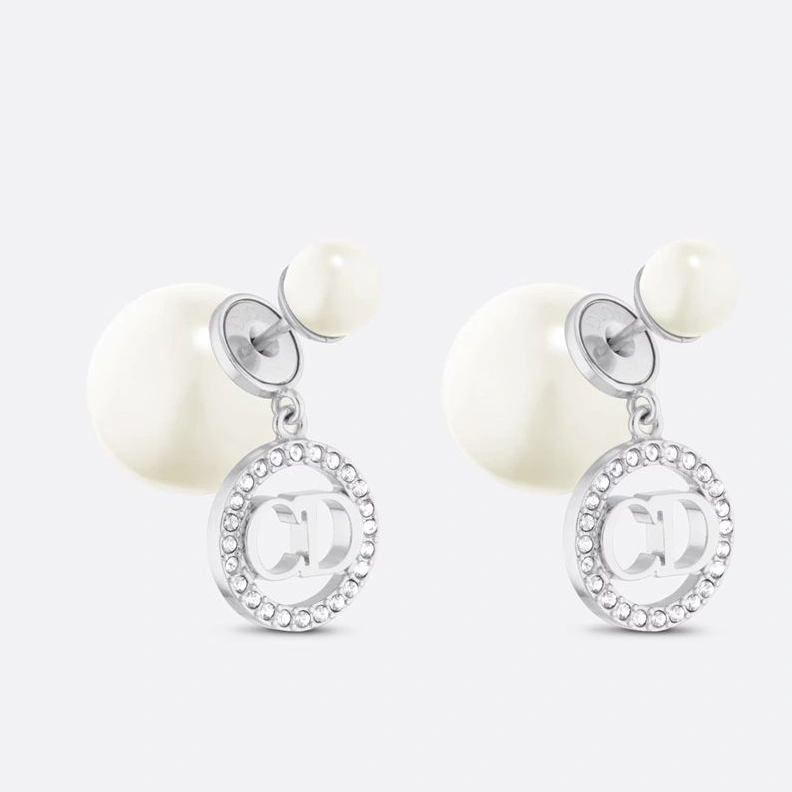 ModernLook 3735 Dior Tribales Earrings Metal, Pearls and Crystals Silver