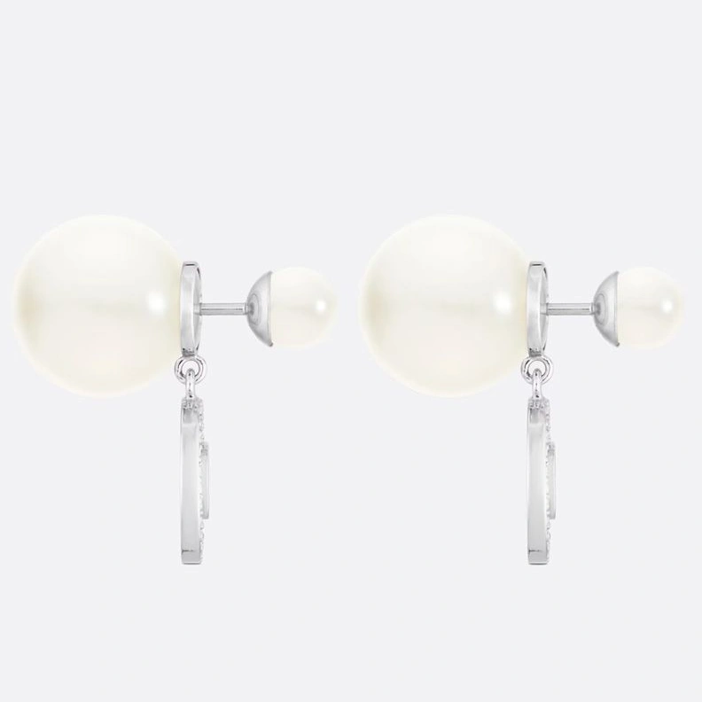 ModernLook 3735 Dior Tribales Earrings Metal, Pearls and Crystals Silver