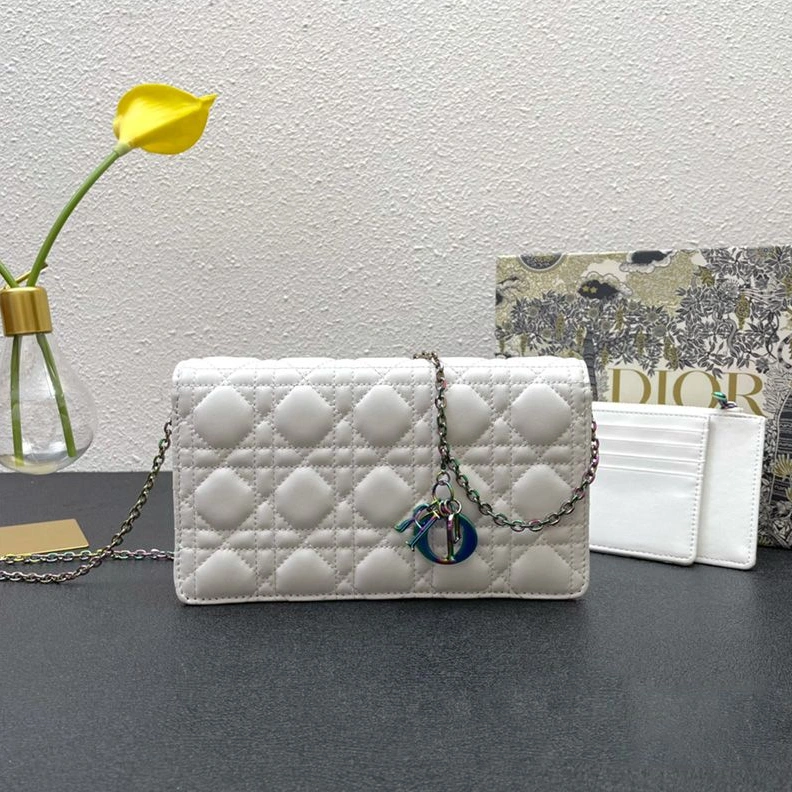 ModernLook 4579 Lady Dior Pouch Emblematic Cannage Lambskin White