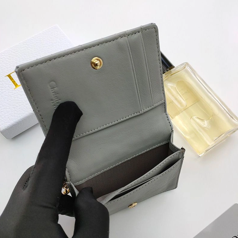 ModernLook 5974 Lady Dior Flap Card Holder Patent Cannage Calfskin Grey