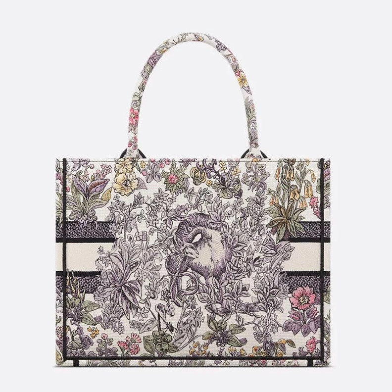 ModernLook 6384 Dior Book Tote In Millefiori Unicorn Motif Canvas White