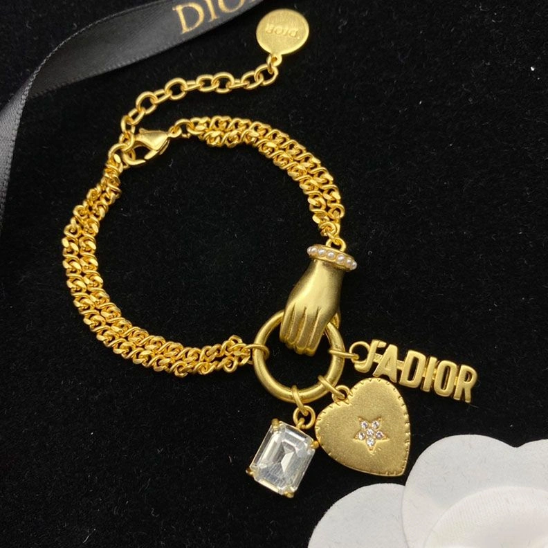 ModernLook 6912 Dior J'ADIOR Bracelet Metal, White Resin Pearl And White Crystals Gold