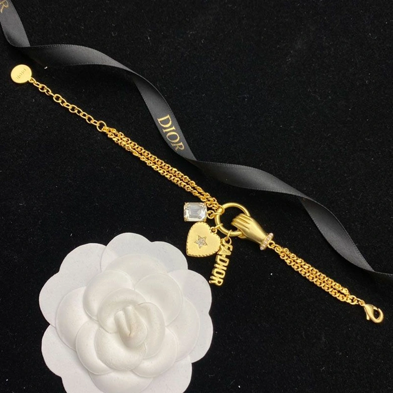 ModernLook 6912 Dior J'ADIOR Bracelet Metal, White Resin Pearl And White Crystals Gold