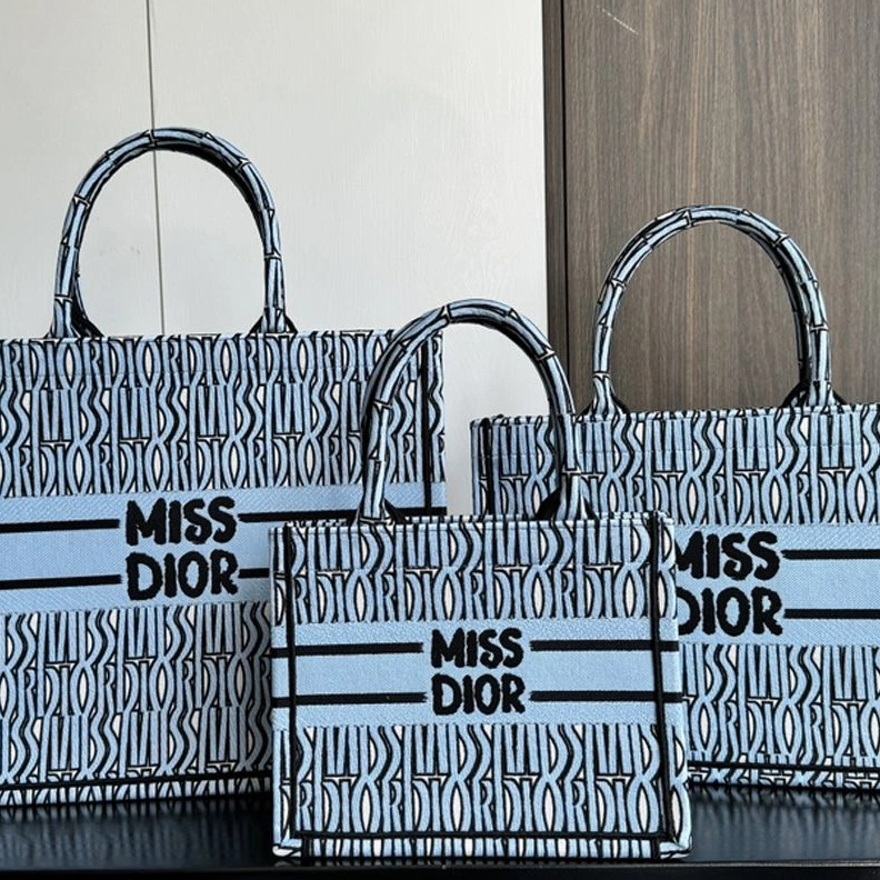 ModernLook 9217 Dior Book Tote In Miss Dior Allover Motif Canvas Sky Blue