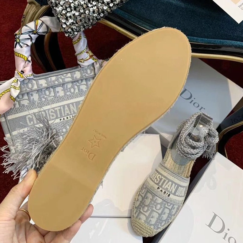 ModernLook 9369 Christian Dior Granville Espadrilles with Laces Women Oblique Motif Cotton Grey
