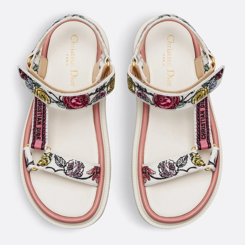 ModernLook 9723 Dior D-Wave Sandals Women Florilegio Motif Canvas White