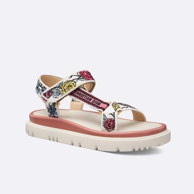 ModernLook 9723 Dior D-Wave Sandals Women Florilegio Motif Canvas White