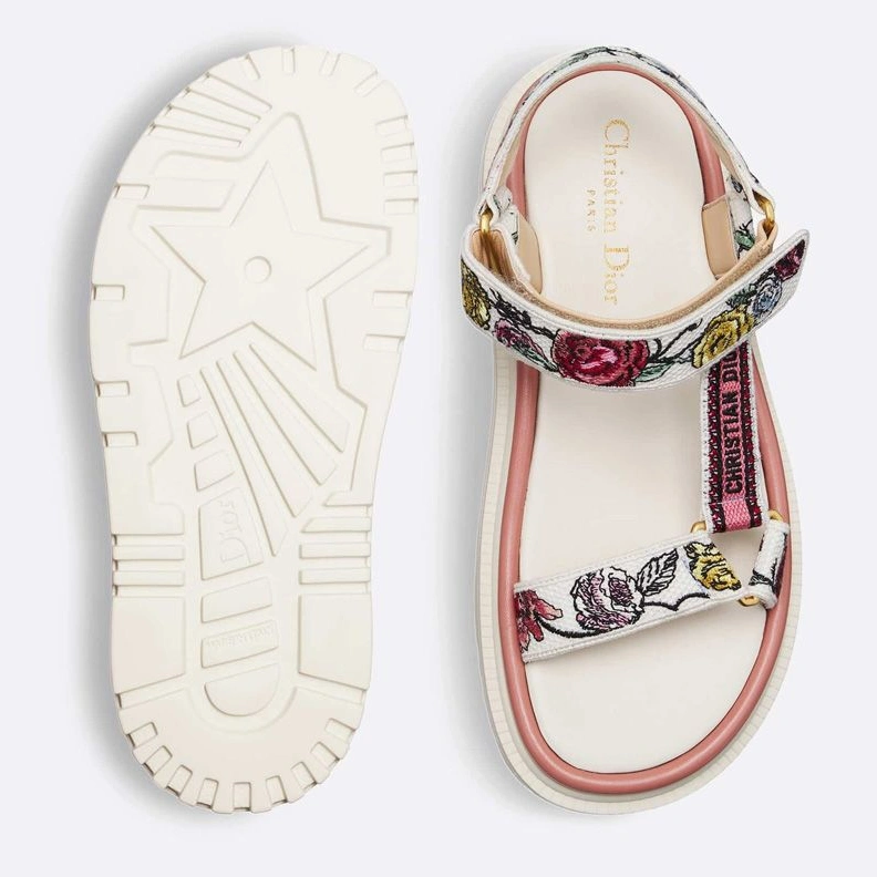 ModernLook 9723 Dior D-Wave Sandals Women Florilegio Motif Canvas White