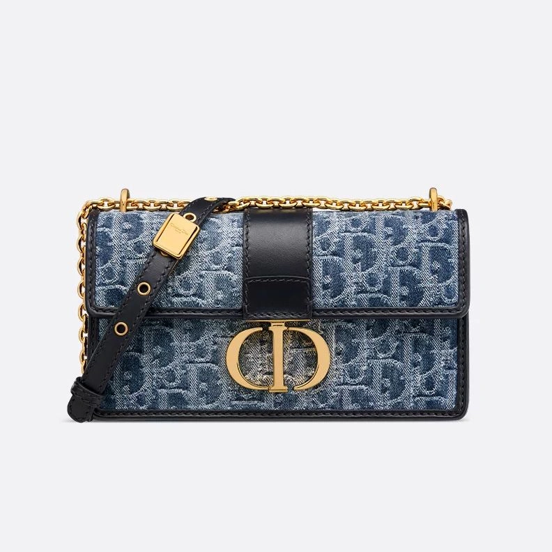 ModernLook 984 Dior 30 Montaigne East-West Bag With Chain In Oblique Motif Denim Blue