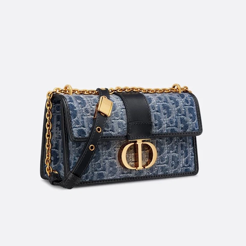 ModernLook 984 Dior 30 Montaigne East-West Bag With Chain In Oblique Motif Denim Blue