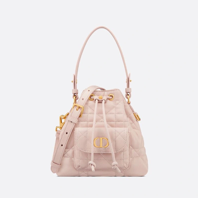 Nano Dior Caro Bucket Bag In Macrocannage Lambskin Cherry SmartChoice 3600