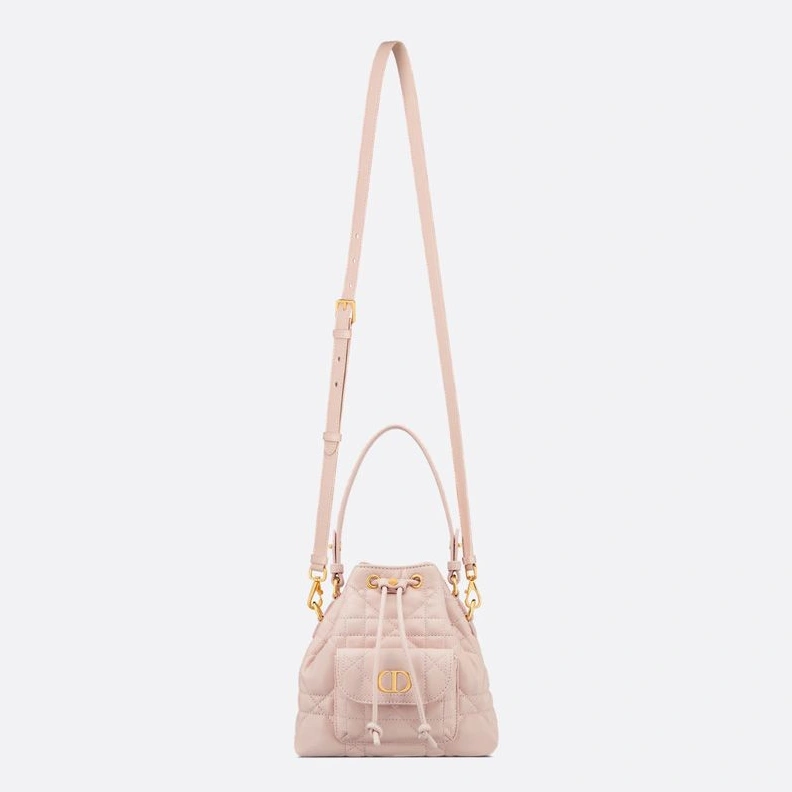 Nano Dior Caro Bucket Bag In Macrocannage Lambskin Cherry SmartChoice 3600