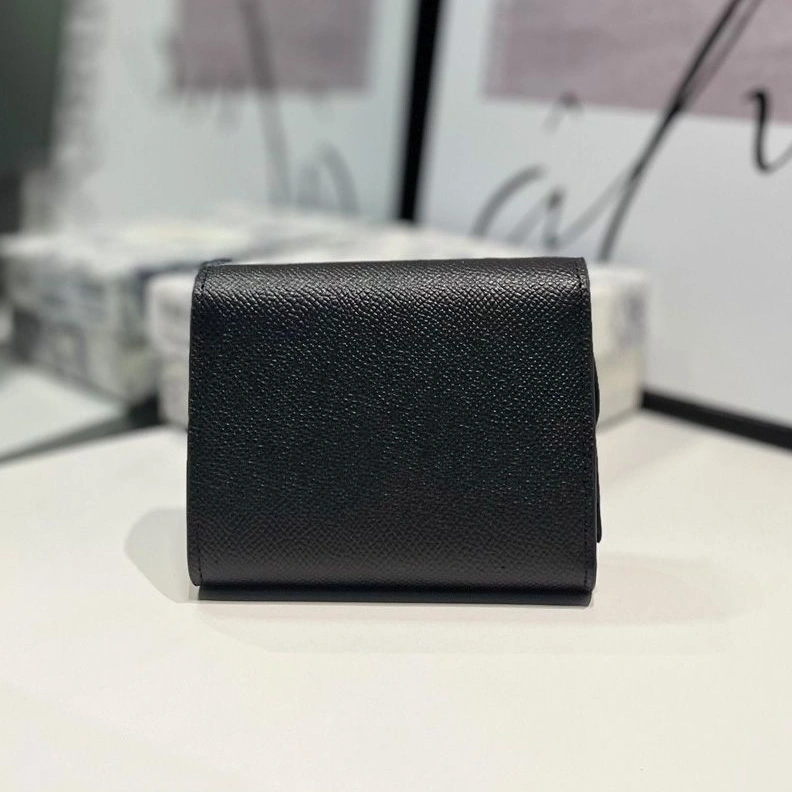 NewStyle 1624 Dior Saddle Trifold Wallet In Grained Calfskin Black