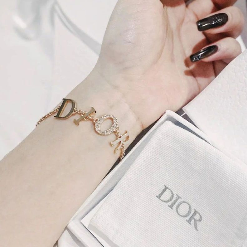 NewStyle 1868 Diorevolution Bracelet Metal And White Crystals Gold