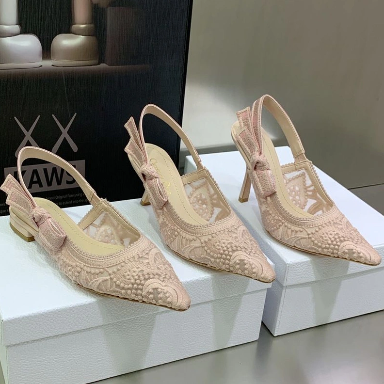NewStyle 2265 J'Adior Slingback Pumps Women D-Lace Motif Macrame Cherry