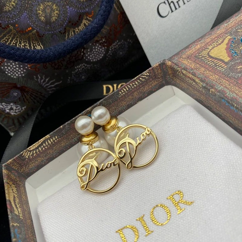 NewStyle 3660 Dior Tribales Earrings Gold-Finish Metal And White Resin Pearls Gold