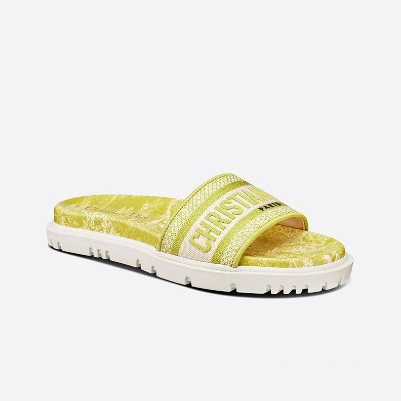NewStyle 3952 Christian Dior Dway Slides Women Toile De Jouy Motif Cotton Lemon