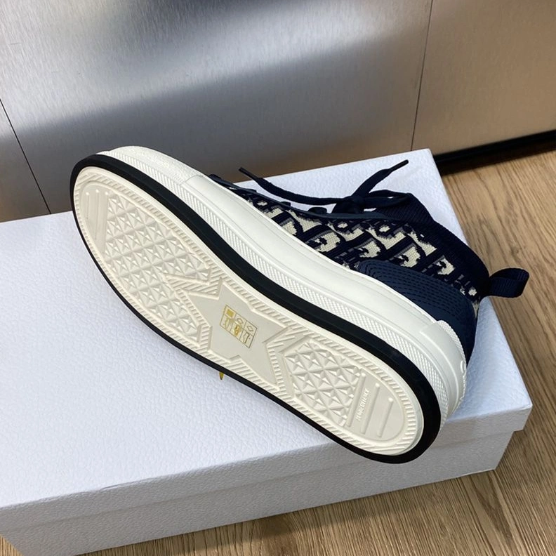 NewStyle 4746 Walk'n'Dior Platform Sneakers Unisex Oblique Motif Technical Mesh and Calfskin Navy Blue