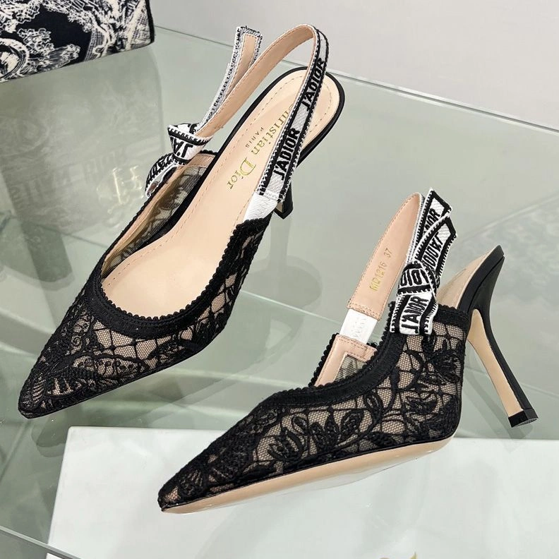 NewStyle 522 J'Adior Slingback Pumps Women Butterfly Motif Transparent Mesh Black