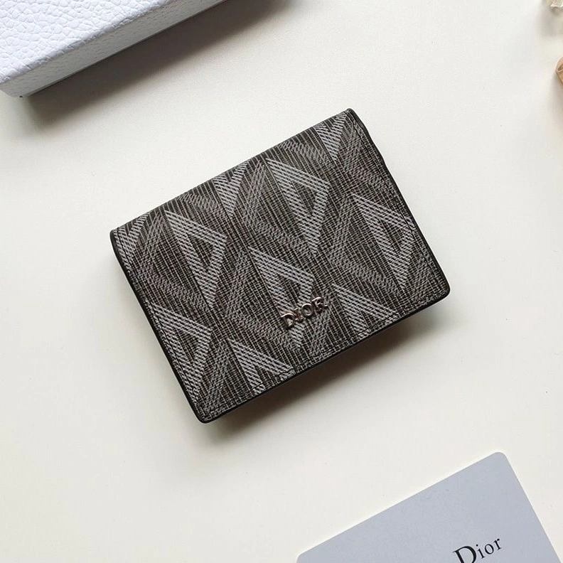 NewStyle 5572 Dior Business Card Holder CD Diamond Motif Calfskin Black