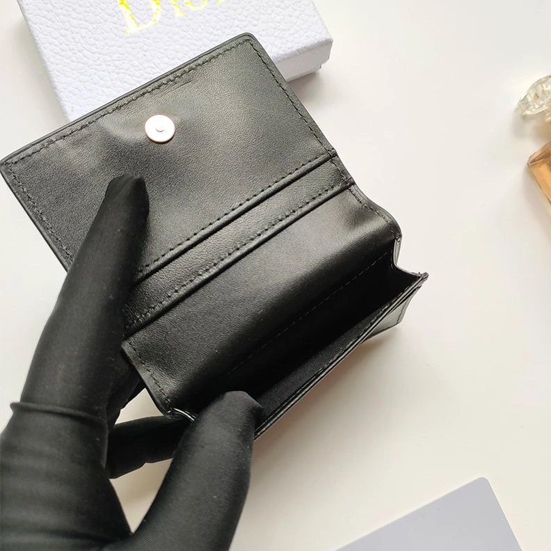 NewStyle 5572 Dior Business Card Holder CD Diamond Motif Calfskin Black