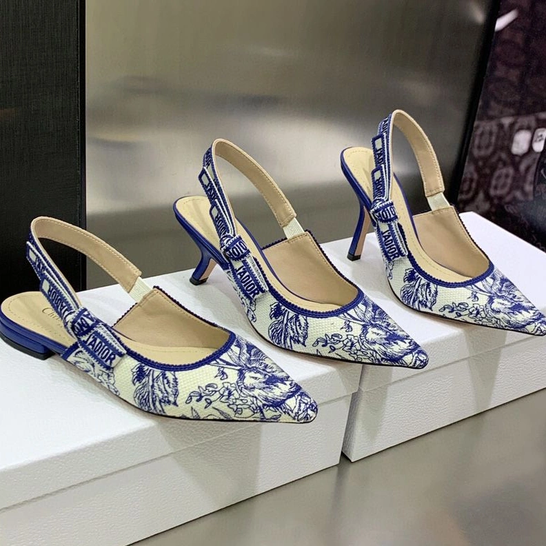 NewStyle 6414 J'Adior Slingback Pumps Women Jardin d'Hiver Motif Canvas Blue