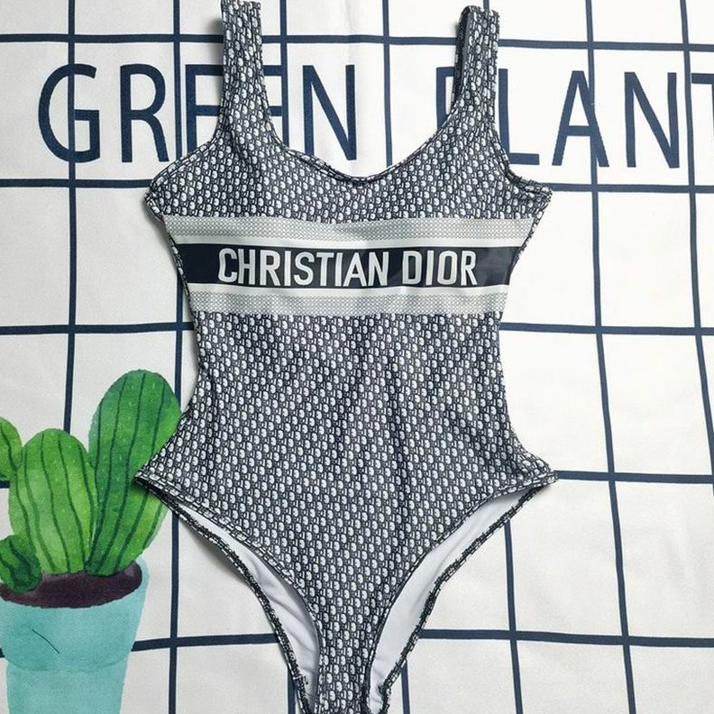 NewStyle 6454 Christian Dior Swimsuit Women Oblique Motif Lycra Grey