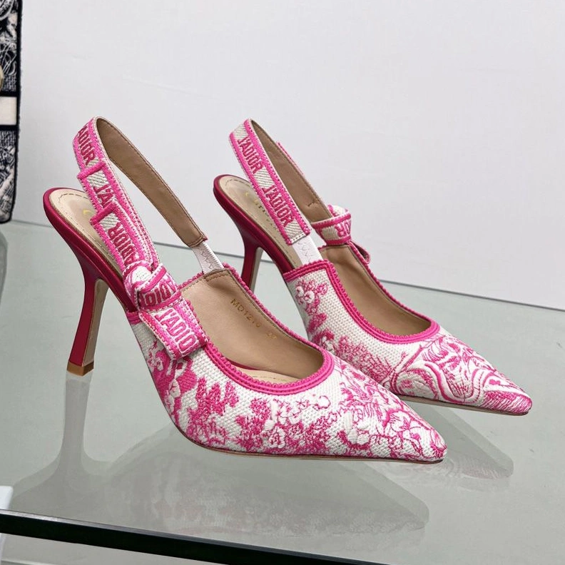 NewStyle 6755 J'Adior Slingback Pumps Women Toile de Jouy Motif Canvas Rose