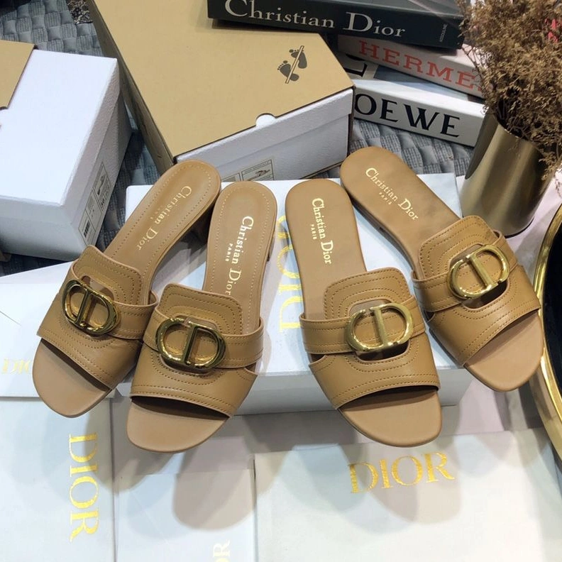 NewStyle 8219 Dior 30 Montaigne Slides Women Calfskin Khaki