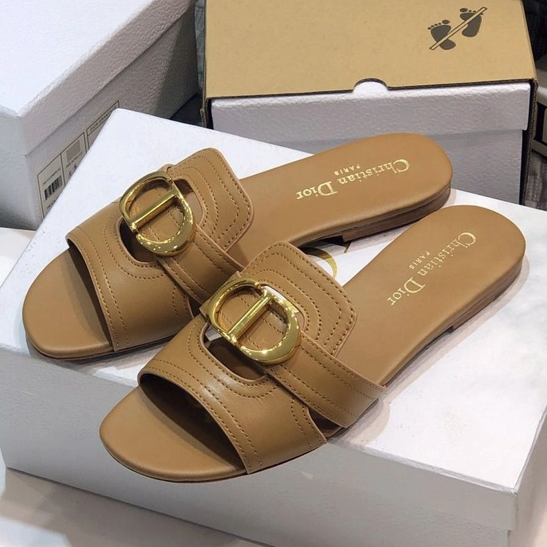 NewStyle 8219 Dior 30 Montaigne Slides Women Calfskin Khaki