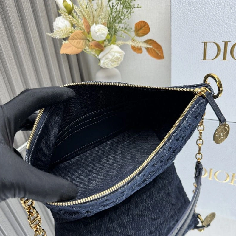 NewStyle 8426 Diorstar Hobo Bag with Chain In Graphic Cannage Denim Blue