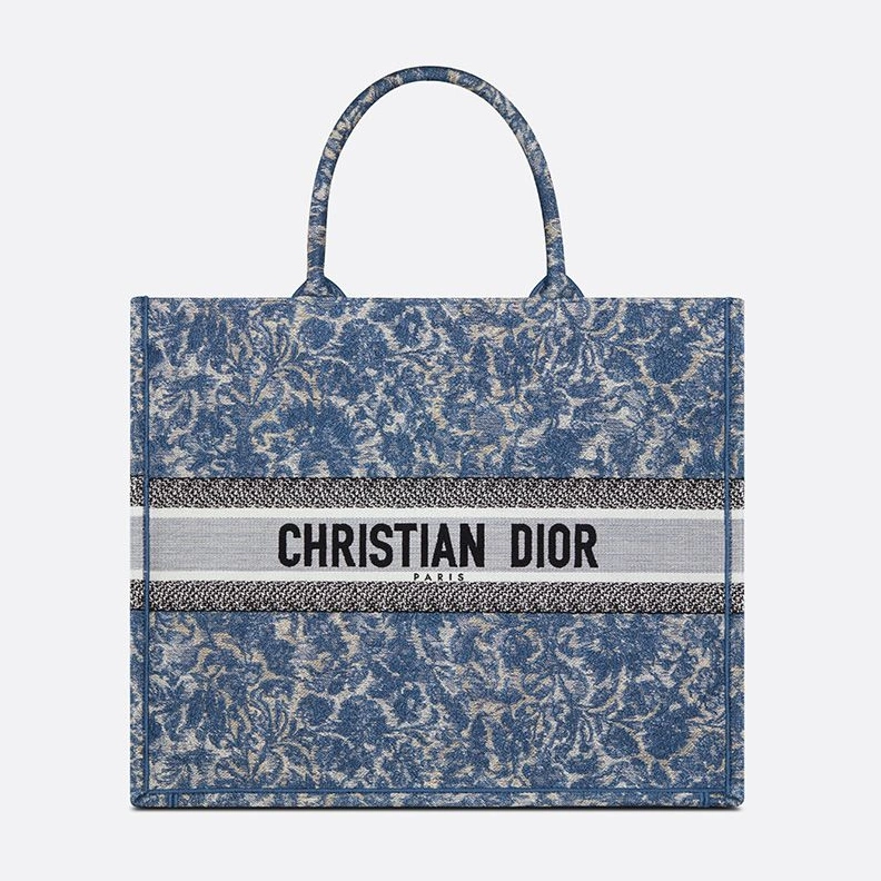 NewStyle 8501 Dior Book Tote Brocart Motif Canvas Blue