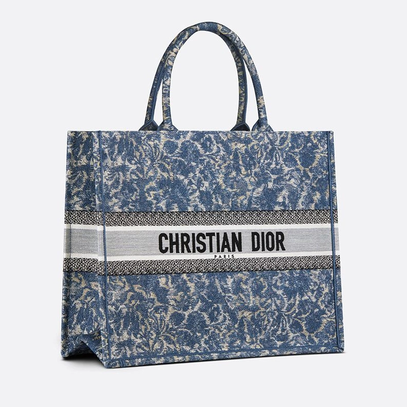 NewStyle 8501 Dior Book Tote Brocart Motif Canvas Blue