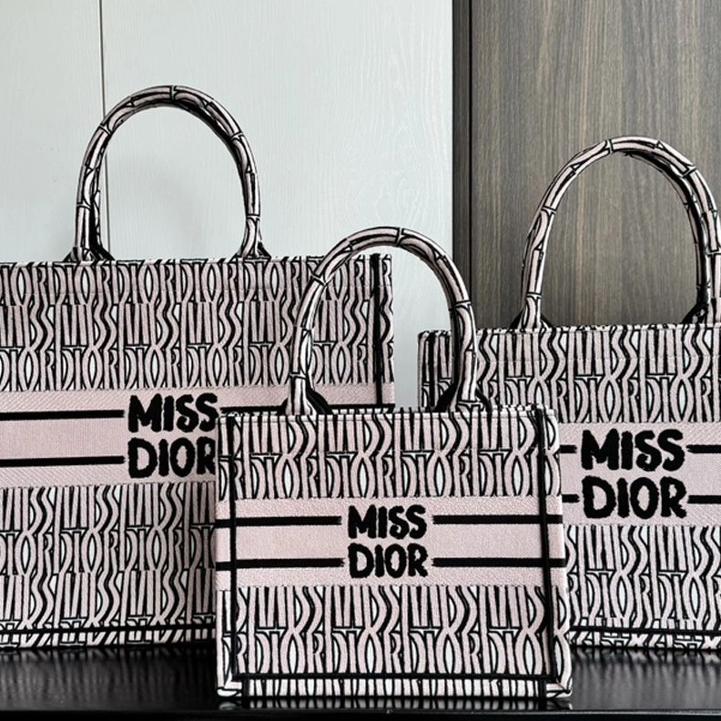 NewStyle 881 Dior Book Tote In Miss Dior Allover Motif Canvas Pink